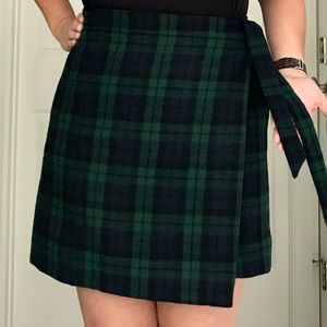 JCrew Wool Blend Plaid Wrap Skirt